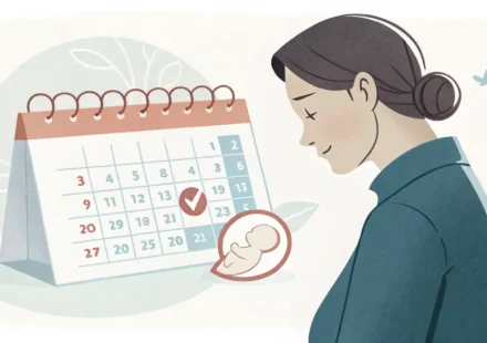 육아휴직 관련 영어 표현 학습을 상징하는 달력, 아기, 전구 아이콘 이미지