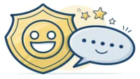 경찰 배지와 영어 국기 패턴 말풍선 아이콘, 경찰 관련 상황에서 사용하는 영어 표현 학습을 나타냄.