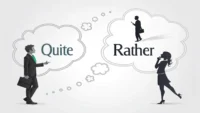 영어 부사 'Quite'와 'Rather'의 미묘한 의미 차이를 시각적으로 보여주는 비교 이미지, 영어 학습 콘텐츠 썸네일