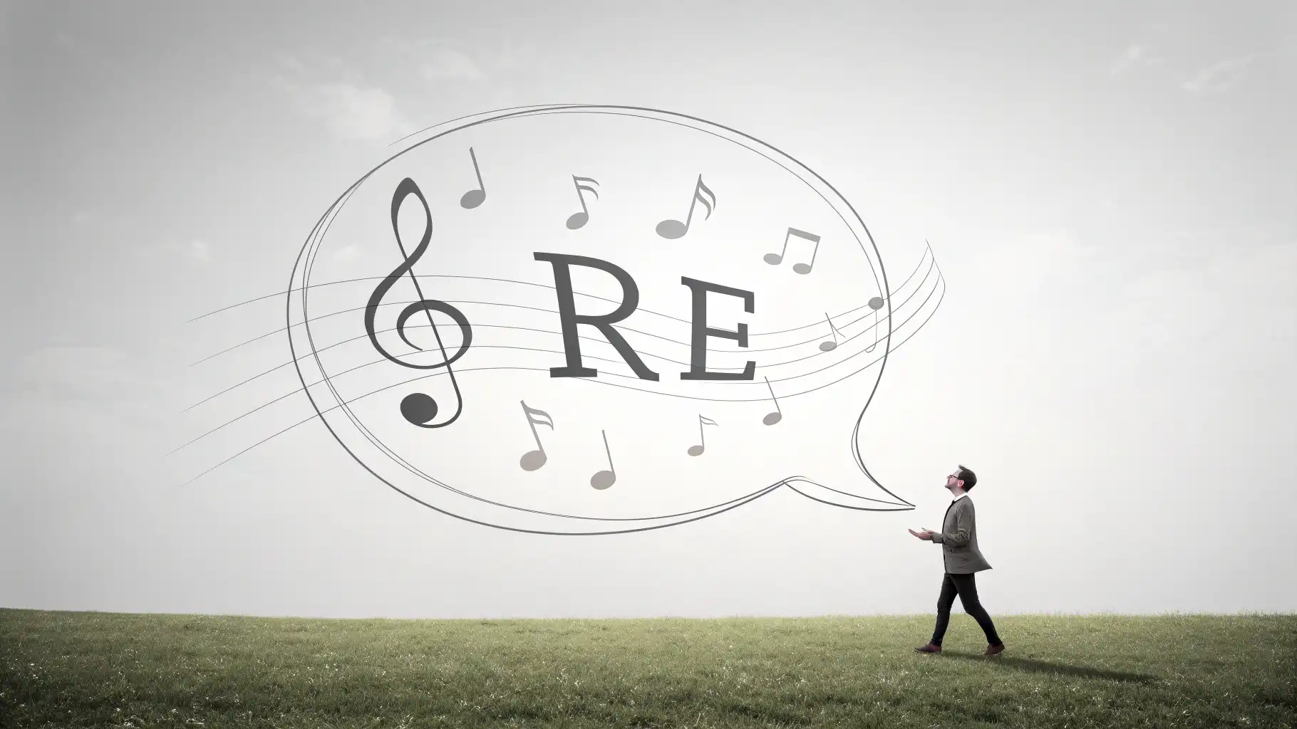 영어로 노래 요청하는 법 배우기: 말풍선 안에 음표와 "Request a song?" 문구가 있는 아이콘 스타일 이미지.