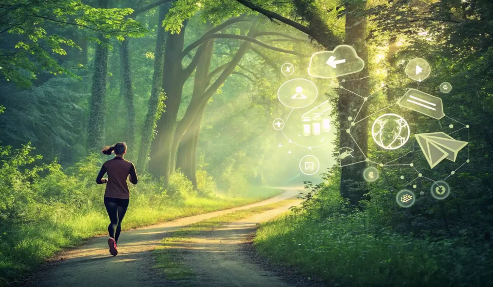 달리기 관련 영어 표현 학습을 상징하는 활기찬 이미지