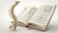 척추측만증(Scoliosis) 관련 영어 표현 배우기: 척추 그림과 영어 학습 상징 이미지