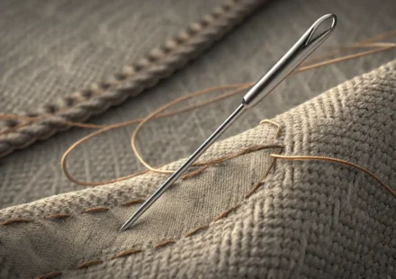 옷 솔기와 영어 단어 'Seam' 및 관련 표현 학습을 시각적으로 나타내는 이미지