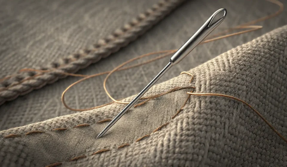 옷 솔기와 영어 단어 'Seam' 및 관련 표현 학습을 시각적으로 나타내는 이미지