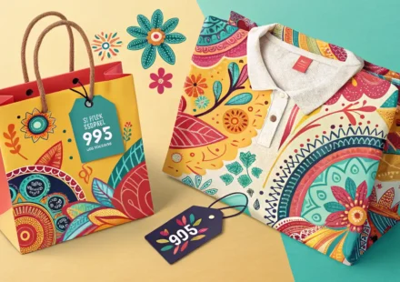 쇼핑 영어 표현 학습을 나타내는 쇼핑백과 말풍선 아이콘 이미지