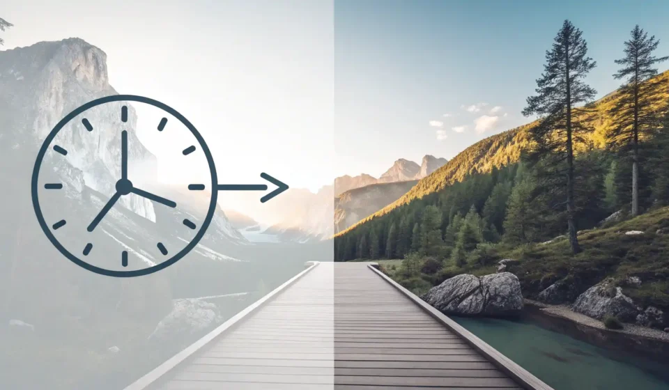 영어 표현 'Since'와 'Because'의 차이: 시간(시계 아이콘)과 이유/원인(물음표, 인과관계 화살표 아이콘)을 시각적으로 비교하는 이미지.