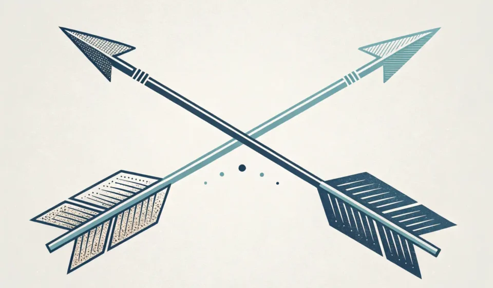 Therefore와 Thus의 미묘한 차이와 결과 도출 표현 학습을 상징하는 두 갈래 화살표 이미지