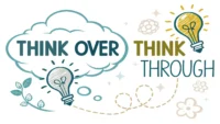 'Think over'와 'Think through' 영어 표현의 차이를 시각적으로 비교하며 숙고 및 철저한 분석을 나타내는 학습 이미지.