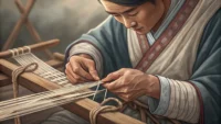 전통 공예 제작 과정을 영어로 설명하는 방법을 배우는 것을 상징하는 이미지