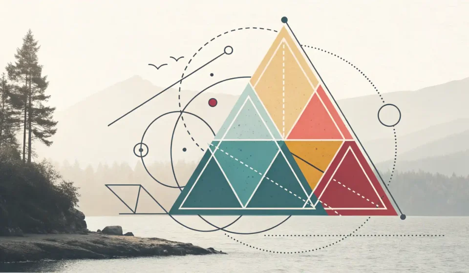 삼각형 관련 영어 표현 학습을 나타내는 도형과 말풍선 아이콘 썸네일 이미지