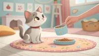 동물원 먹이 주기 상황에서 필요한 영어 표현 학습을 나타내는 이미지: 사람이 동물에게 먹이를 건네고 있고, 영어 학습을 상징하는 아이콘이 보임.